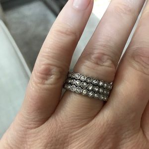 Silver infinity pave stacking ring set